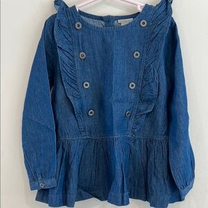 Calvin Klein Girls Blue Ruffled Top and Patterned Leggings Set Size 5 NWOT